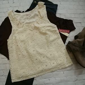 NWT Cream Lace Overlay Tank